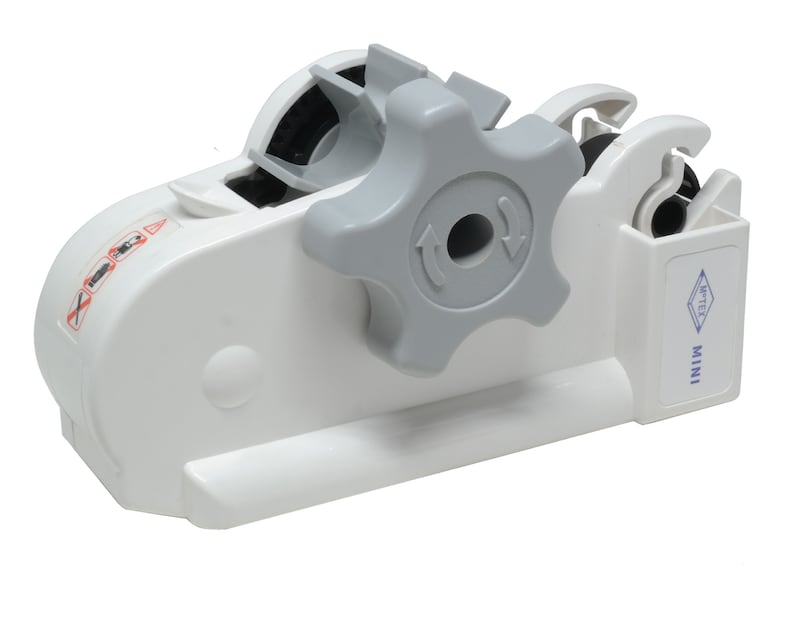 MTX-03 MINI Tape Dispenser - 1in Core Tapes, Automatic Tape Cutter with Watermill Tech - Floral Tape - Office Tape - Self Cutting Tape White