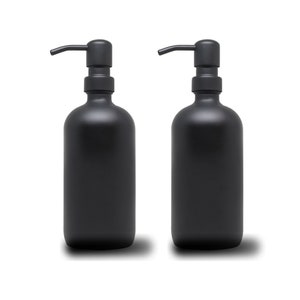 2pk - 16oz Matte Black Glass Soap Dispenser Matte Black
