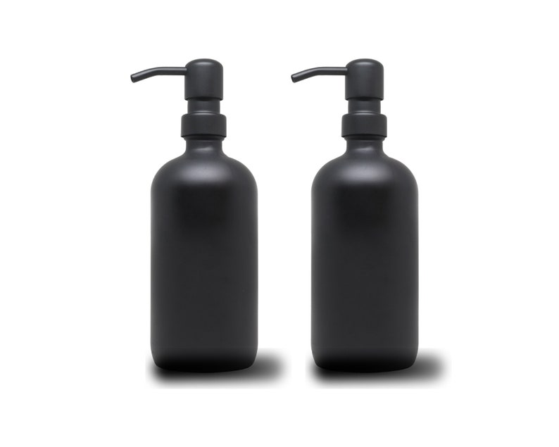 2pk - 16oz Matte Black Glass Soap Dispenser Matte Black