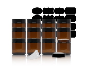 Amber Glass Jars 12-Pack – 4oz Wide Mouth UV Jars with Lids & Labels