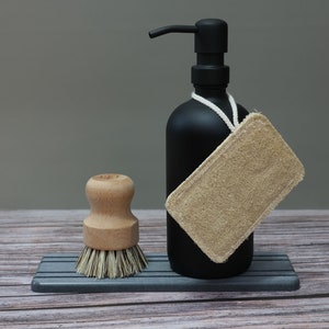 Diatomaceous Earth Bottle Tray Farmhouse Kitchen Soap Dispenser Tray Bathroom Soap Dish Soap Tray Soap Holder Coaster Vanity Tray image 4