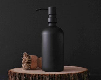 2pk - 16oz Matte Black Glass Soap Dispenser