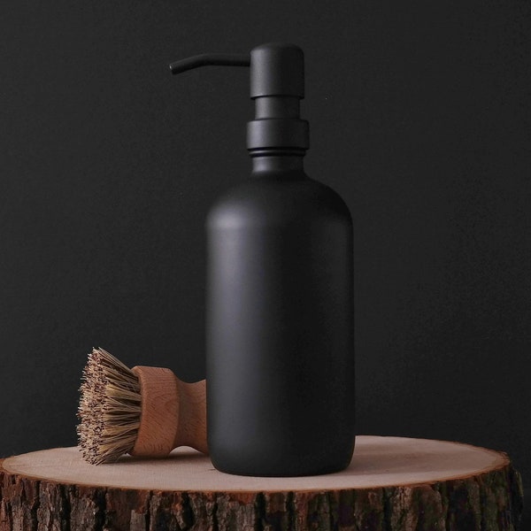 2pk - 16oz Matte Black Glass Soap Dispenser