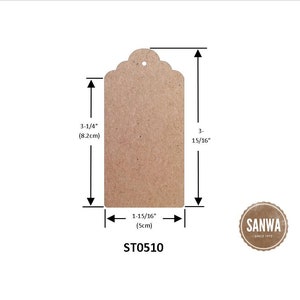Étiquettes en papier kraft brun naturel festonné avec trou de suspension 1-15/16 » x 3-15/16 » (5cm x 10cm) - CAN