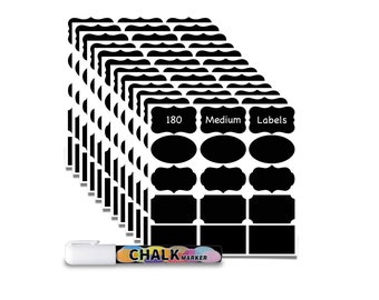 Wrapables Set of 32 Chalkboard Labels in Various Sizes With Chalk Marker,  Fancy Rectangle Black - Yahoo Shopping