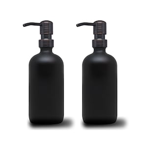 2pk - 16oz Matte Black Glass Soap Dispenser Oil Rubbed Bronze