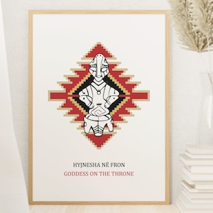 Hyjnesha ne Fron / Goddess on the Throne / Prishtina Symbol / Kosovo Cultural Heritage / Albanian Artefact / Vinca Culture