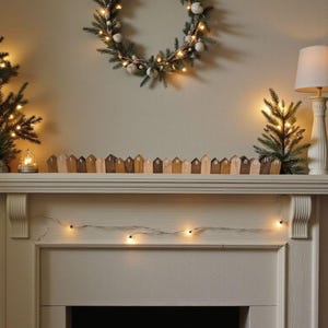 Wooden Christmas advent calendar, minimalist advent calendar, Christmas village