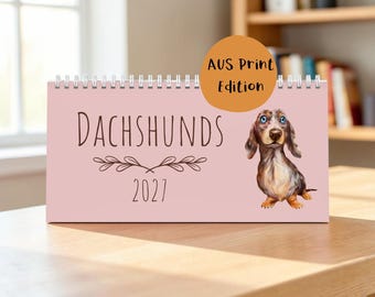2027 Dachshund Desk Calendar Design #2 AU, Dachshund Quote Calendar, Fun Dog Lover Gift, Yearly Planning Scheduler, Daily Inspiration