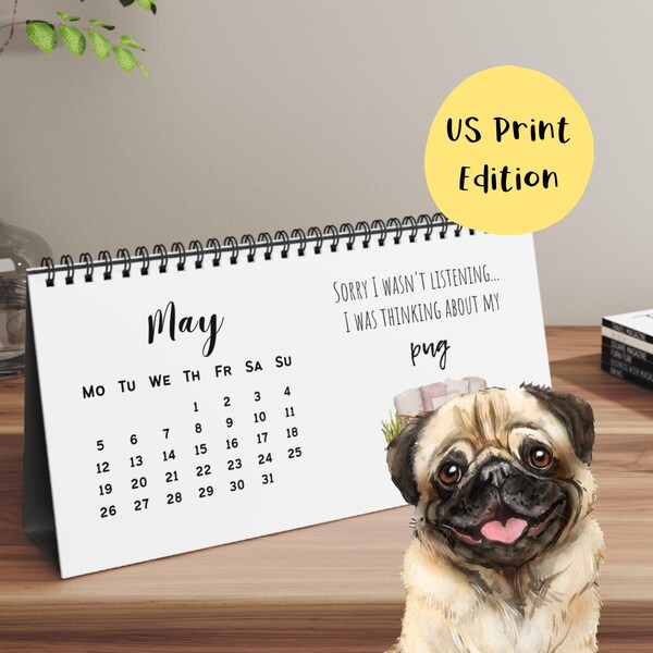 Pug Calendar Etsy