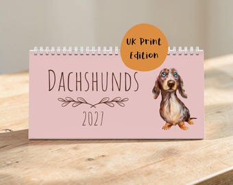 2027 Dachshund Desk Calendar Design #2 UK, Dachshund Quote Calendar, Fun Dog Lover Gift, Yearly Planning Scheduler, Daily Inspiration
