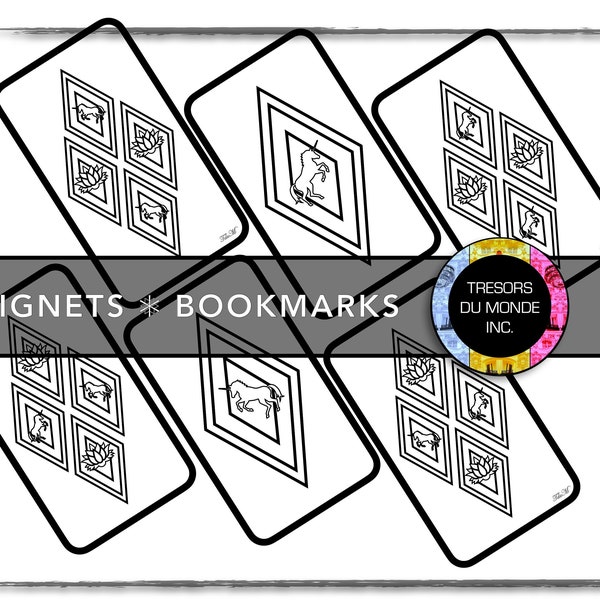 Digital bookmarks to color to enhance your students' reading | Lotus and diamond unicorns | Creative DIY Projects