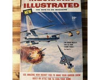 Revista Ilustrada Mechanix, julio de 1954, volumen 50, n.º 7, anuncios de aviones de la Guerra Fría