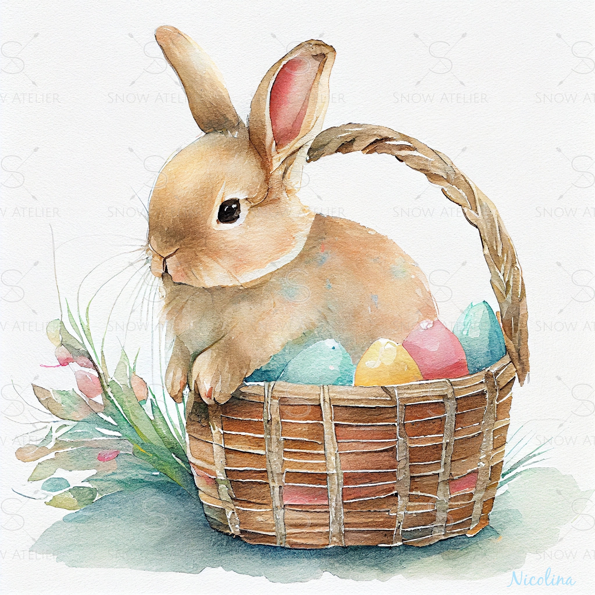 Rabbit with A Basket Easter Eggs Diamond Painting Kits 20% Off