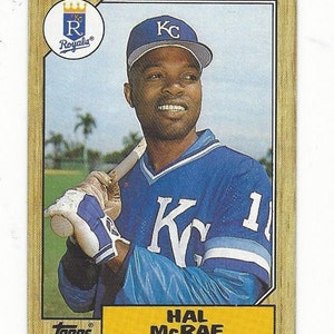 1987 HAL McRAE Kansas City ROYALS Vintage Topps Baseball card Number 573 in Excellent condition   ...... Free U S Shipping