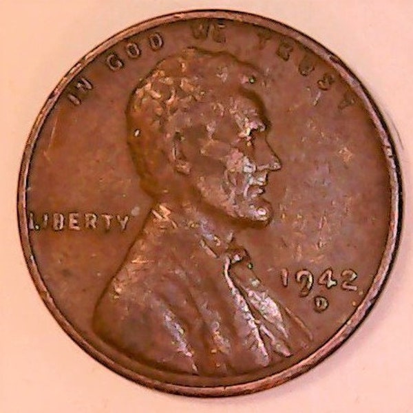 1942D Lincoln Wheat penny Number G12C in Fine condition  ...... Free U S Shipping