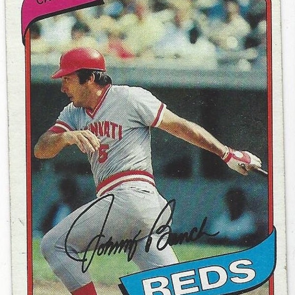 1980 JOHNNY BENCH Hall of Fame Cincinnati REDS vintage Topps baseball card number 100 in Excellent condition ...... Free U S Shipping