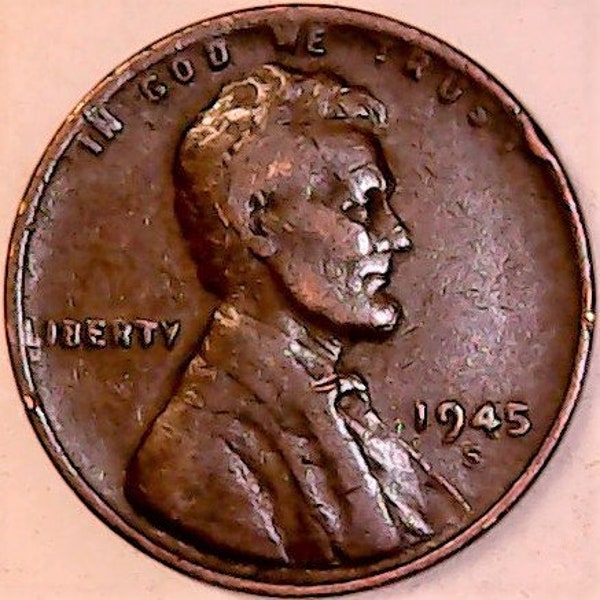 1945S Lincoln Wheat Penny Number G16C in Fine condition This is the actual coin you will receive     ..... Free U S Shipping