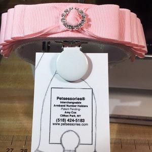 Petsessories® Interchangeable Armband Number Holder is adjustable armband itself is white, includes 1 Ribbon Cover choice of color image 2