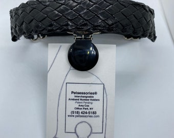 Petsessories® Interchangeable Armband is adjustable.The armband itself is black, includes 1 Braided Cover-Brown, Black or Silver Stud