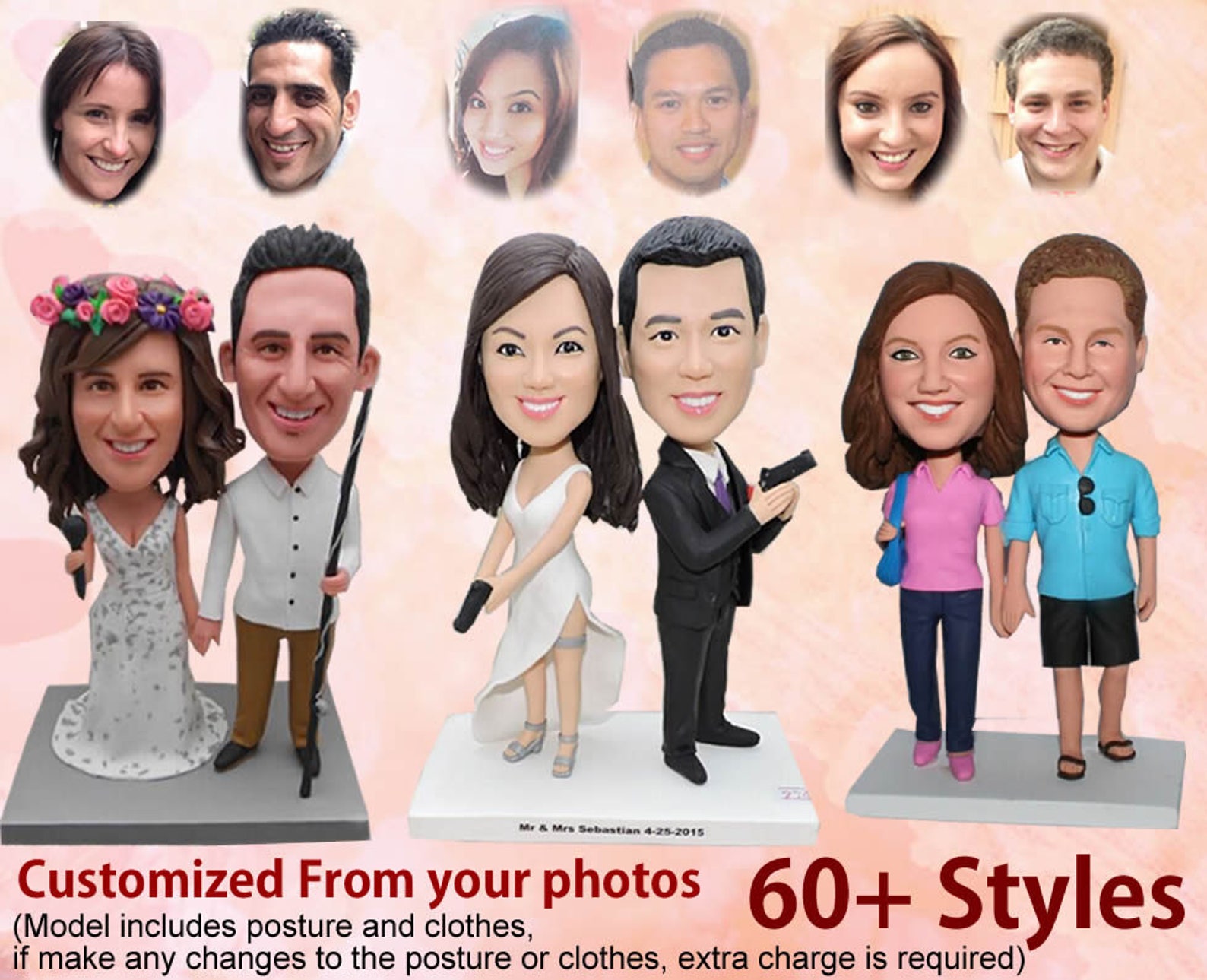 Customized Couple Bobblehead Dolls as  50th Anniversary Gift.