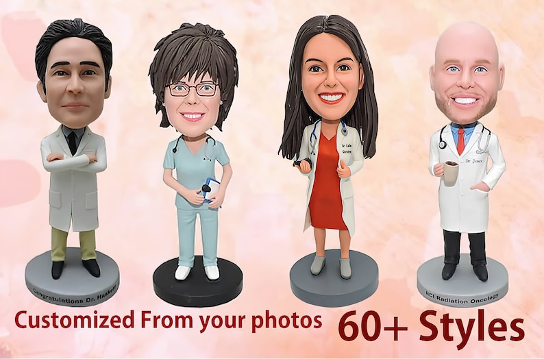 Doctor custom bobbleheads, doctor gift, gift for doctor, medical school graduation, doctor graduation gift, funny doctor gift image 1