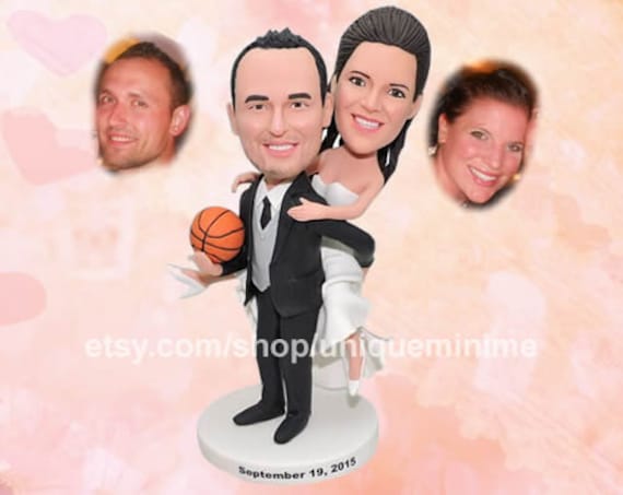 wedding cake topper, bride and groom, funny wedding cake topper, bobblehead  dolls