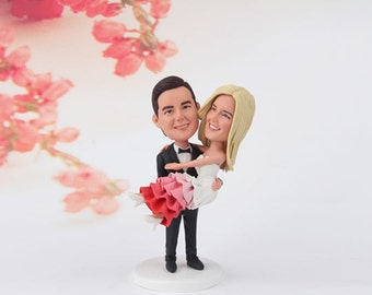 Wedding cake topper, Personalized wedding cake topper, custom cake topper, rustic wedding cake topper, bobblehead cake topper