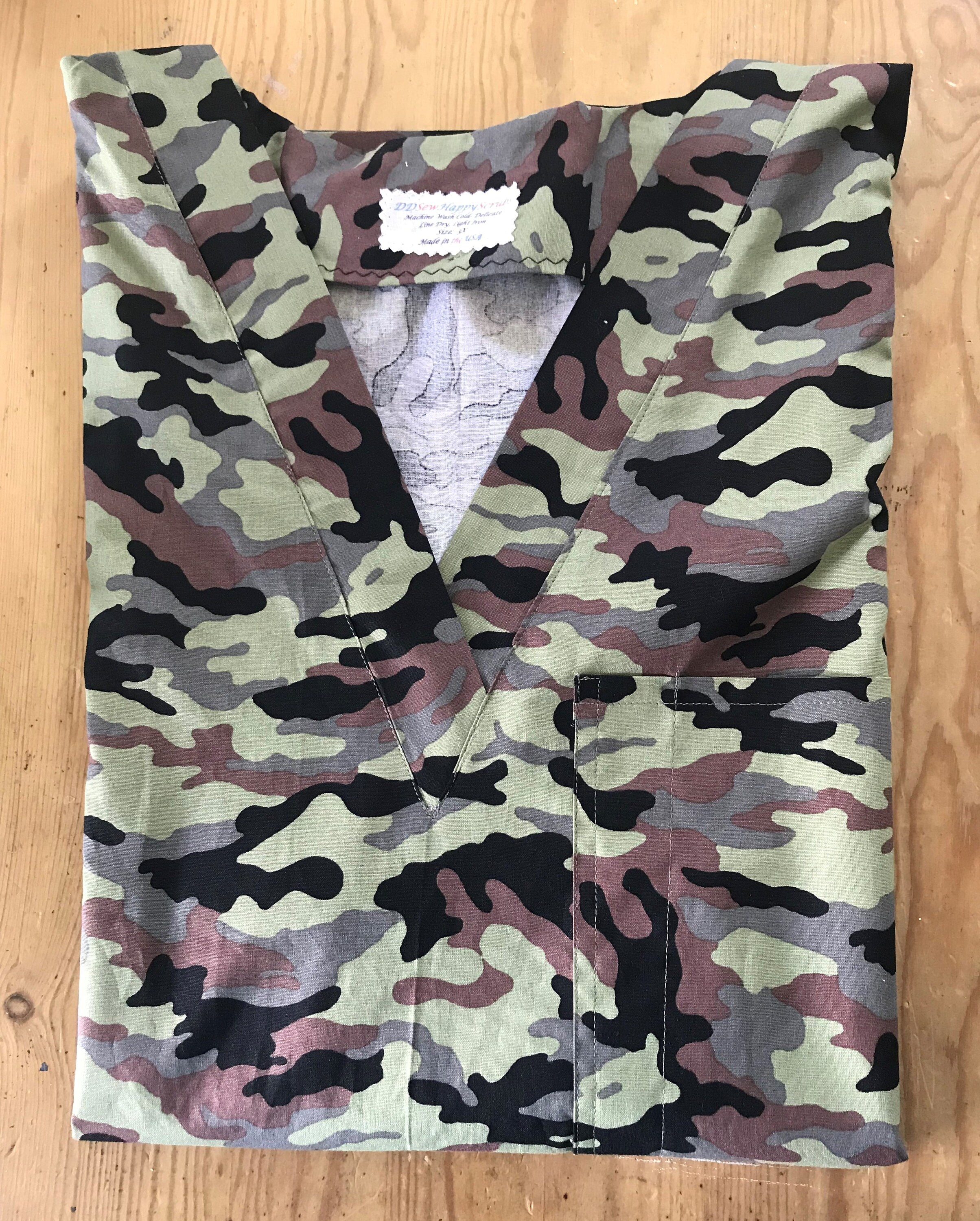 Camouflage Green Camo Medical Nursing Relaxed Fit V Neck Etsy