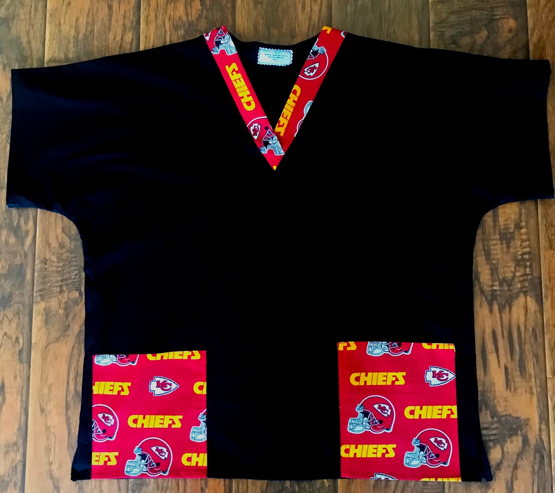 SOLID BlACK scrub shirt with NFL Kansas City Chiefs with 1 or Etsy