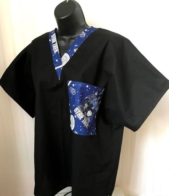 Star Trek Solid Black Medical Scrubs Shirt 5 Fabric Choices 1 Etsy