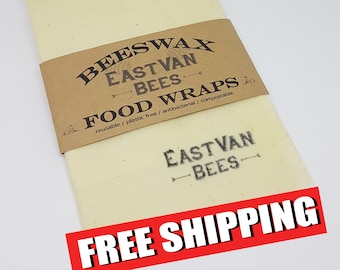 Beeswax food wraps - 3 pack 8" - 11" -14" - Zero waste