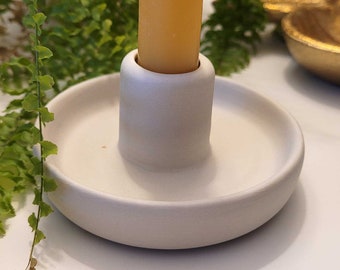 Hand Dipped Taper Candles- with Hygge Ceramic candle holder