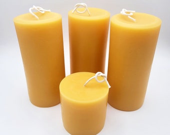 BEESWAX PILLAR CANDLE- 3  Inch Wide 100% Beeswax Long & Clean Burning