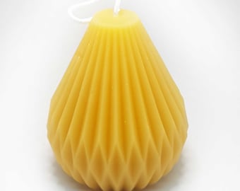 Beeswax candle- fluted pyramid - 4.25" - 100% Pure Canadian Beeswax