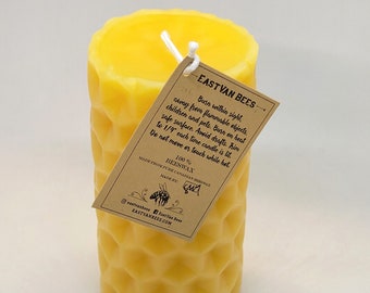 Beeswax candle- HoneyComb Pillar - 5.25" - 100% Pure Canadian Beeswax
