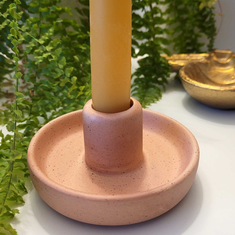 Nordic Hygge style Ceramic Candlestick Holder Coral