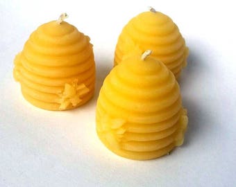 Skep Beehive - 100% Beeswax Candle - 3 pack