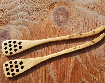 Custom Engraved Honey Dipper with Hex Holes