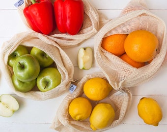 Reusable Mesh Cotton Produce Bags-Zero Waste-Eco Friendly-6 pack-Washable-Durable-Lightweight