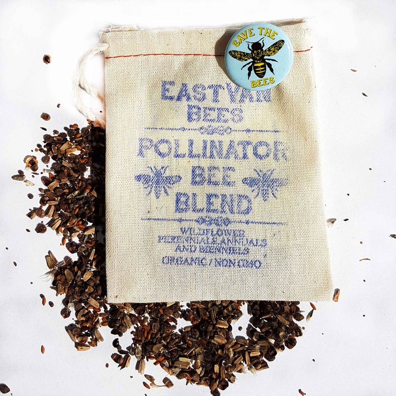 Bee Blend Wildflower seed pack with bee pin image 1