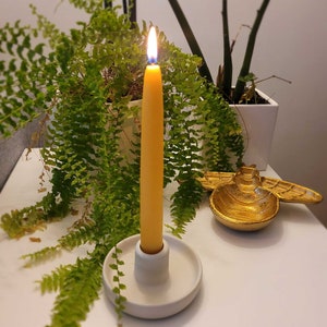Hand Dipped Taper Candles with Hygge Ceramic candle holder image 3