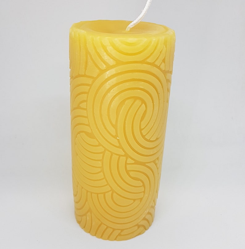 Beeswax candle Art Deco Pillar 5.75 100% Pure Canadian Beeswax image 1