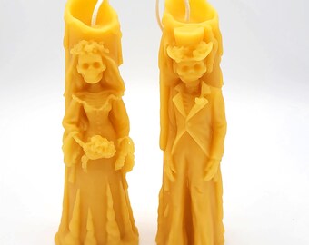 Beeswax candle- Skeleton Groom & Bride set