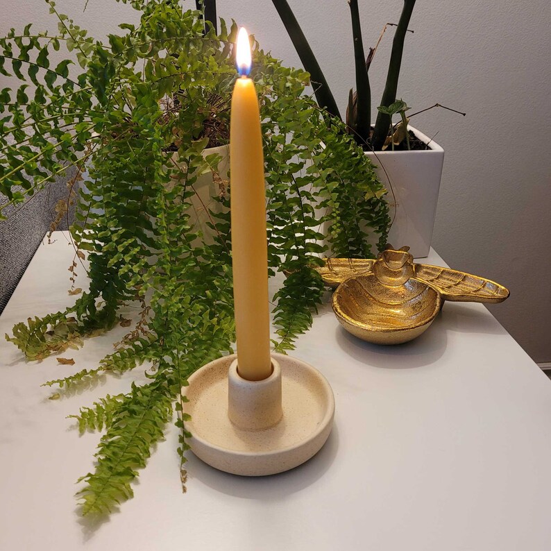 Hand Dipped Taper Candles with Hygge Ceramic candle holder image 8