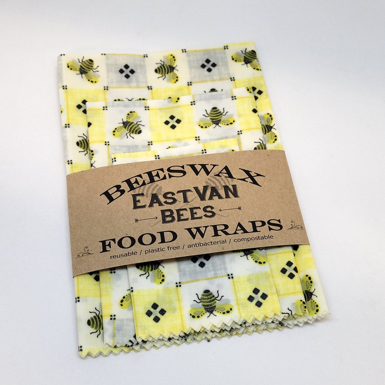 Beeswax Food Wraps, 3 pack 8 11 14, Zero waste, Food Safe, Reusable , FREE SHIPPING image 5