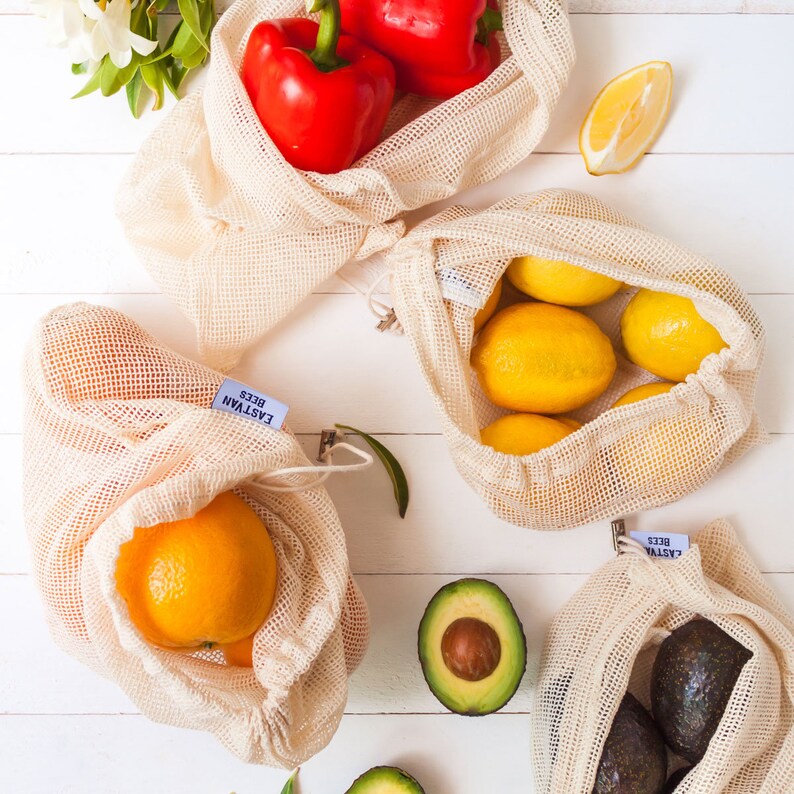Reusable Mesh Cotton Produce Bagszero Wasteeco Friendly6 Etsy Canada