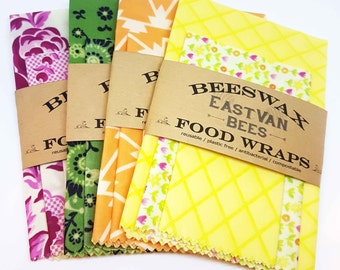 Beeswax Food Wraps, 3 pack 8" - 11" -14", Zero waste, Food Safe, Reusable ,  *** FREE SHIPPING***