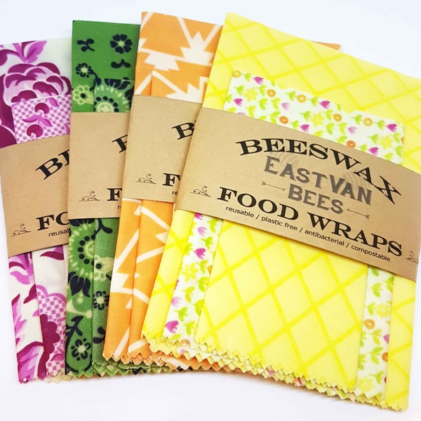 Beeswax Food Wraps, 3 pack 8" - 11" -14", Zero waste, Food Safe, Reusable ,  *** FREE SHIPPING***