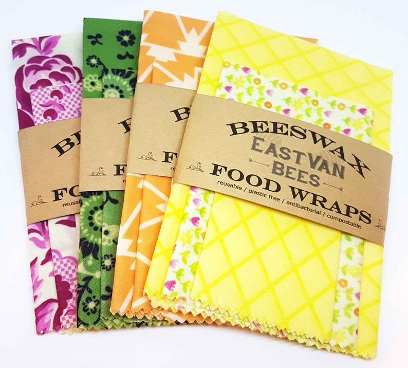 Beeswax Food Wraps, 3 pack 8 11 14, Zero waste, Food Safe, Reusable , FREE SHIPPING image 1